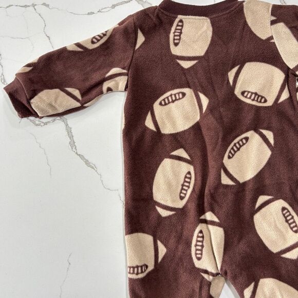 Carter’s | Boys Brown Football Baby Fleece Romper Sleeper 6M - Picture 9 of 12